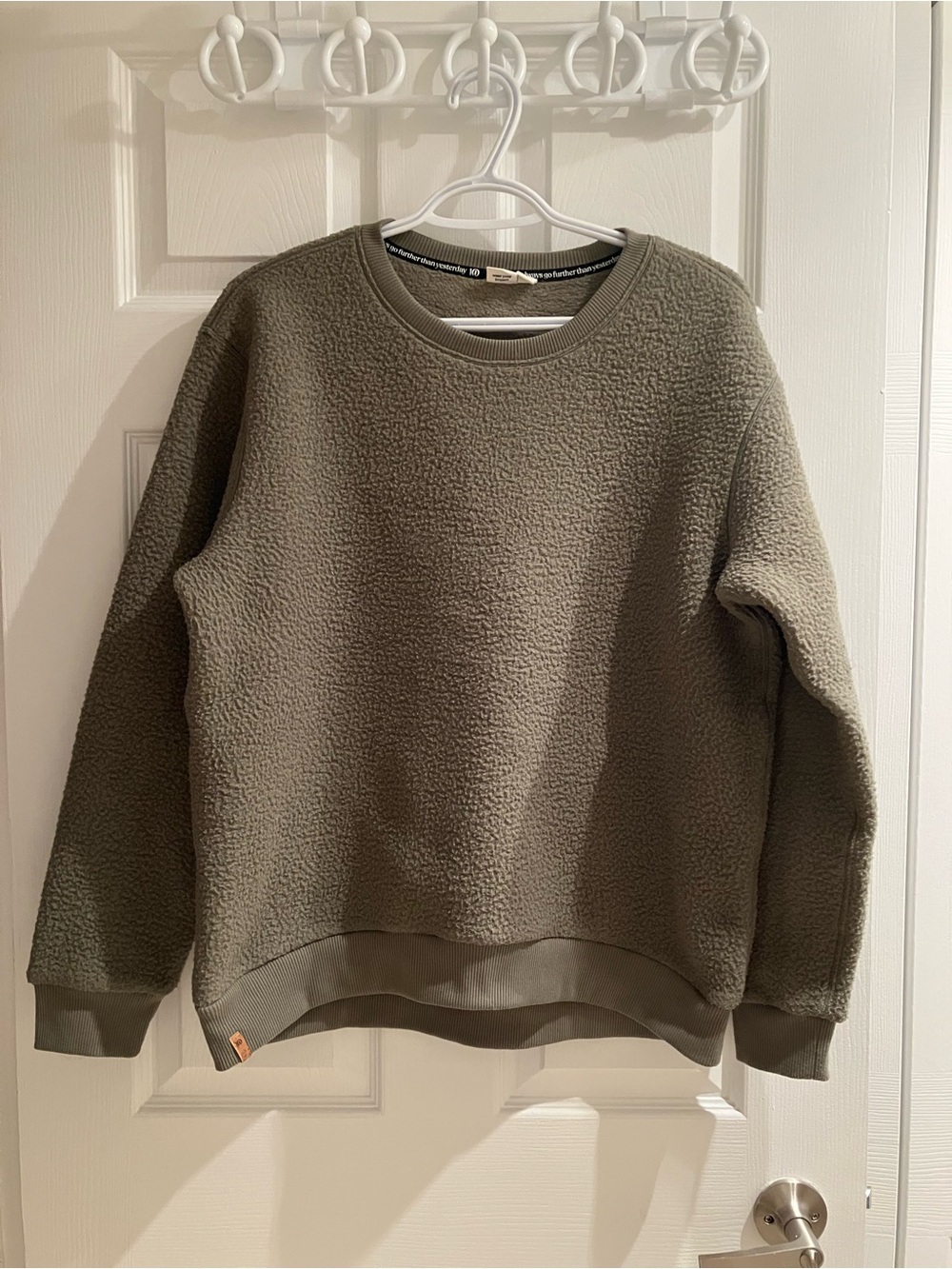 Women’s Green Sherpa Fleece Crewneck Sweater